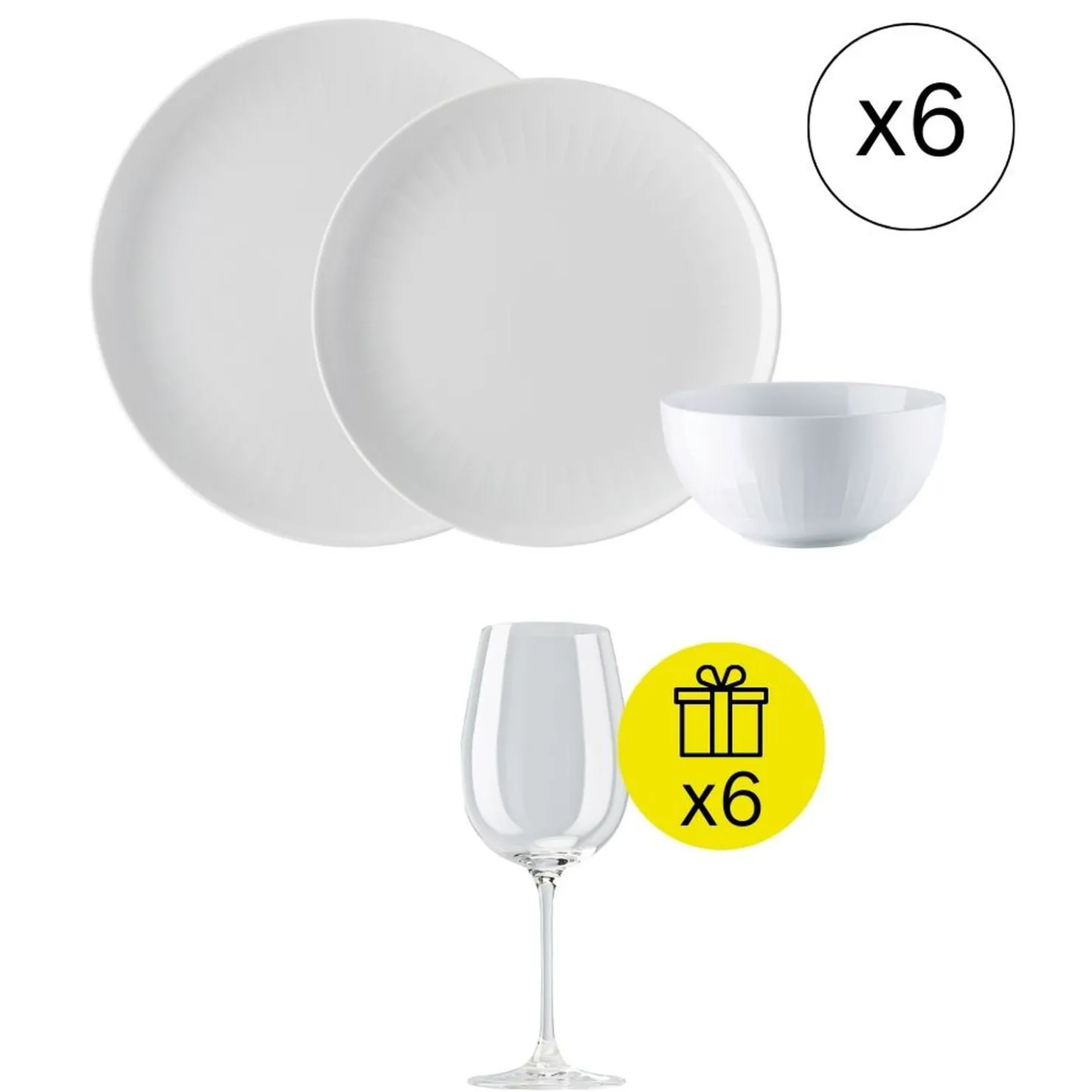 Rosenthal Geschirrsets Für 6 Personen|Modernes Tafelservice für 6, 18-tlg. Geschirr-Set mit Geschenk