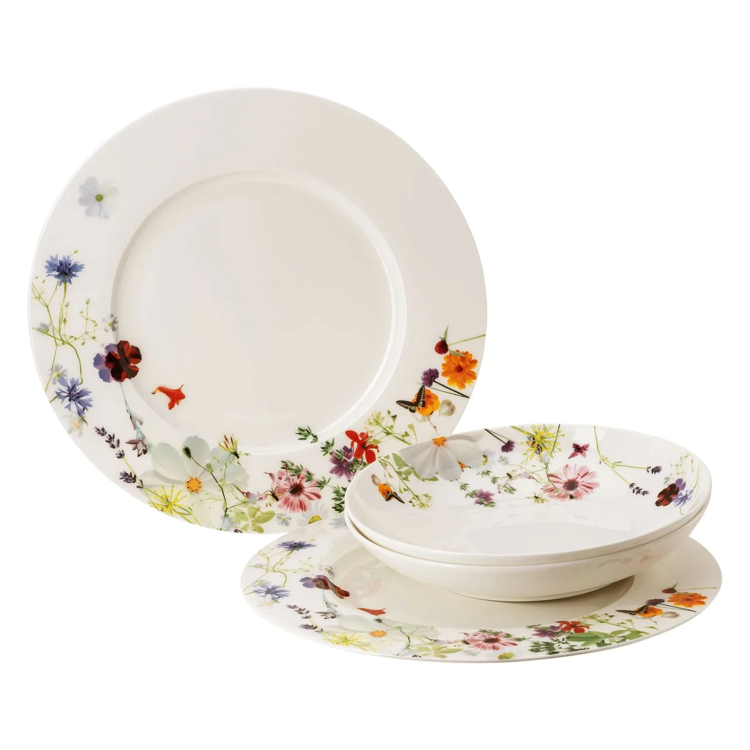 Rosenthal Tellersets|Geschirrsets Für 2 Personen|Set 4-tlg. mit Fahnen- und Couptellern