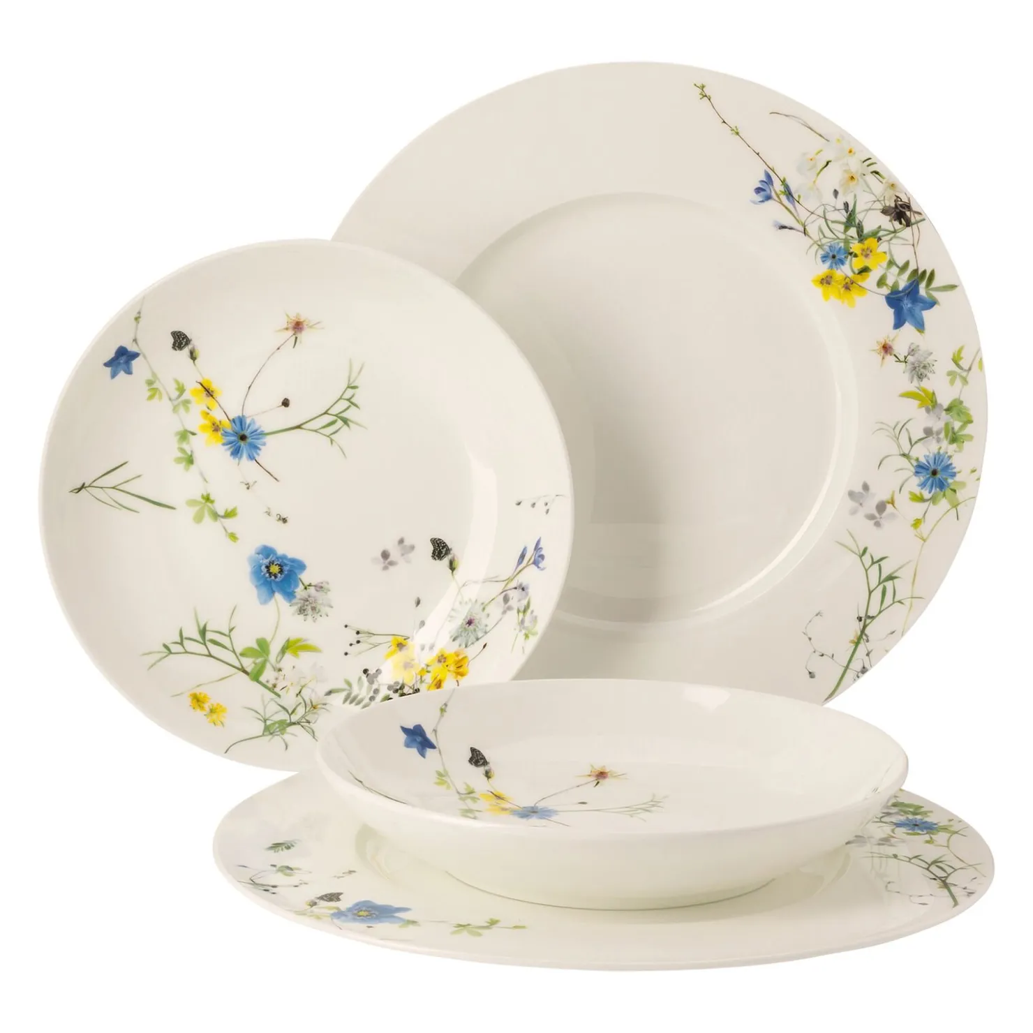 Rosenthal Tellersets|Geschirrsets Für 2 Personen|Set 4-tlg. mit Fahnen- und Couptellern